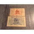 1961 MH DE KOCK ONLY ISSUE OF THE SA. RAND 1 AND  RAND 2 BANKNOTES.