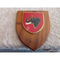 Rhodesian Army HQ First Brigade wooden plaque emblem.