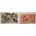 1918 Great Britain King George V Seahorse Bradbury Wilkinson Stamps 2/6 & 5/-