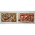 1934 Great Britain re-engraved King George V Seahorse Waterlow & Sons Stamps 2/6 & 5/-