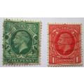 Great Britain 1924-1928 King George V Set of 12 Stamps+ 2 extra