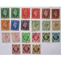 1937-1939 Great Britain King George VI Set 21 Stamps (some doubles)
