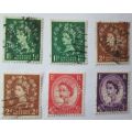 1955-1958 Great Britain Queen Elizabeth Set with Perfins + extra stamps (28 stamps in total)