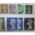 Great Britain Queen Elizabeth 1967 - 1977 Lot of 23 Stamps with Perfins