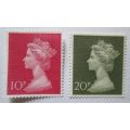 Great Britain Queen Elizabeth 1977 Stamps Enlarged 10P, 20P, 50P, 1£ (VF) & 1,2, 5 £ (Mint)