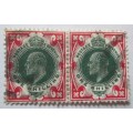 Great Britain King Edward VII Lot 1902-1912 Lot 14 Stamps incl.1902 1S single & pair! & Overprints