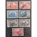 German Empire Stamps 1905 1 Mk, 1902 2 Mk Deutsches Reich Latin Letters Unused, 1903 3 Mk, 1905 5 Mk