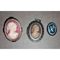 3 CAMEOs - PENDANT, LOCKET & A BLACK INSERT - BIGGEST 30x25MM - SEE PICTURES