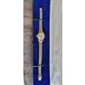 1945 omega automatic geneve 566.002 ladies watch with Fischer 14kt rolled gold strap