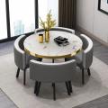 Bella 4 Seater Dining Set PU Leather Seats & Marble Finish Dining