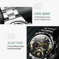 DEYROS Fashion Men`s Black Steel With White Quartz Watch