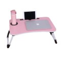 Multi-Purpose Foldable Laptop Table with Cup Holder and iPad/Tablet Slot