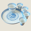 Blue and White Chinese Tea Cups on Serving Tray