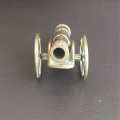 Small beautifully made brass plated cannon with wheels and rammer
