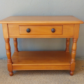 Two Yellow Wood Bedside Tables
