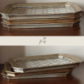 Oblong Octagonal Gold Mirrored Display Trays