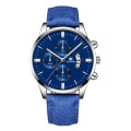 Business Casual  Quartz Wrist Watches Men -Blue & Silver