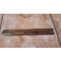 ANTIQUE RABONE WOOD AND BRASS FOLDING RULE LEVEL