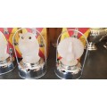 OLD BOXED FROSTED GLASS SMALL LANTERNS PRICE PER EACH 2 x owl 1 x peacock