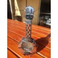 VINTAGE 1950'S METAL BANJO BOTTLE DISPENSER WITH MUSIC BOX AND MEASURE FROM JAPAN