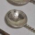 RARE BOER WAR ERA STERLING SILVER HANDMADE COIN SPOONS EXCEPT COPPER ONE