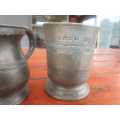 RARE VICTORIAN PEWTER GILL MEASURING CUP AND SPECIAL HALLMARKED CUP