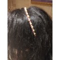 Hand made original - dusky pink pearl wrapped headband. HB5