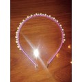 Hand made original - dusky pink pearl wrapped headband. HB5