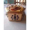 Luxury gilded, gem-encrusted trinket box - one-of-a-kind. Over 200 carats of gemstones.