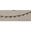 Stainless Steel hearts chain - silver and gold, pretty and delicate. SN14