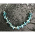 Very pretty blue bunch-beaded short necklace. SN15