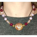 Chunky pink short beaded necklace. SN16