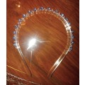 Blue and clear crystal headband - hand made. HB4