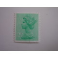 1982 QE II Machins 12 1/2 p cut at bottom with backprint Stars used, stamped