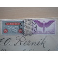 1923 Helvetia - Air 50 C + 1 F used, stamped in Zurich 1936 on postal item (letter)