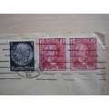 1936 Deutsches Reich MiNr 605 horizontal pair used, stamped on letter