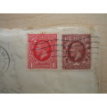 1934 England - King George V 1 & 1 1/2 P used, stamped on letter