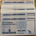 Zimbabwe 100 Billion Dollars Special Agro Cheque, 2008, P-64, UNC