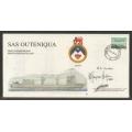 SA NAVY COM COVER #19 - 1ST COMMISSIONING SAS OUTENIQUA D/S COUNTER 5 SIGNED BY 3 (ALL IN BLACK)