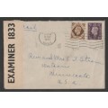 CENSOR MAIL - 1941 WWII COVER GB STAMPS TO MINNESOTA USA