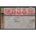 CENSOR MAIL - 1943 WWII COVER EQUADOR STAMPS TO INDIANA USA