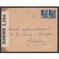 CENSOR MAIL - 1943 WWII COVER ALGERIAN STAMPS TO SWITZERLAND