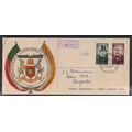 UNION SA 1955 CENTENARY PRETORIA SET OF 2 ON REG FDC WITH EEUFEES 21/10/55 D/S