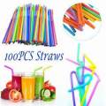 100pcs Flexible Plastic Straws