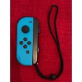neon blue Left Joy-Con controller for Nintendo Switch (scratched) with strap