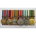 Full Size. Group of six Medals. To: 66356114 PE WO 1 NJ Boonzaaier SA Navy