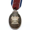 Full Size Medal - SA John Chard Decoration with Crossed Swords on Ribbon. #11959