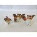 BISQUE !! Collectable Lot/Set of Three Miniature Bisque Porcelain Owl Figurines