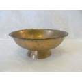 BRASS PEDESTAL !! Vintage Solid Brass Pedestal Display Bowl with Scalloped Rim