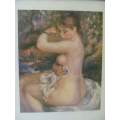 RENOIR !! Vintage Framed Color Print - Nude Portrait Art "After the Bath" - Renoir